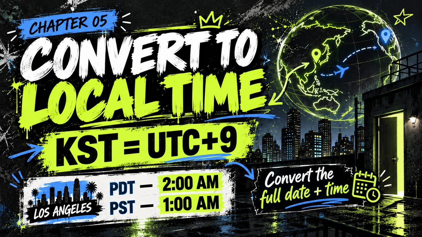 Convert to local time — KST is UTC+9; 6 PM KST is 2 AM PDT or 1 AM PST in Los Angeles. Convert the full date and time.