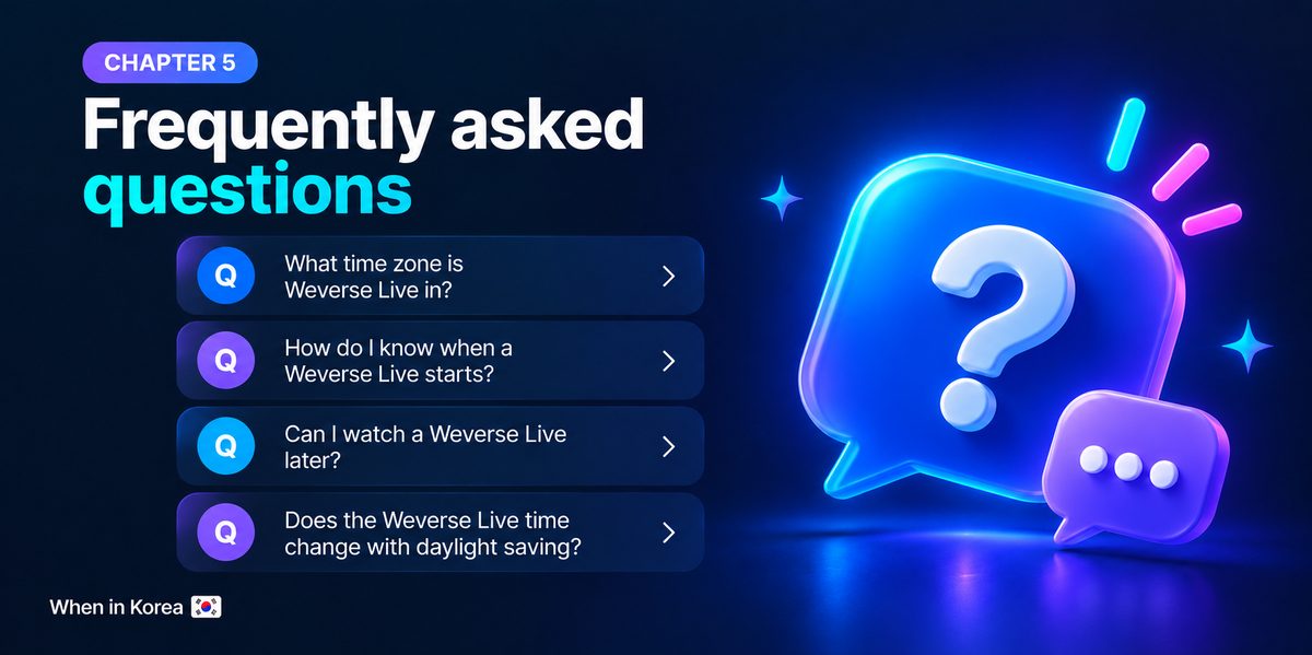 Frequently asked questions about Weverse Live times and time zones.